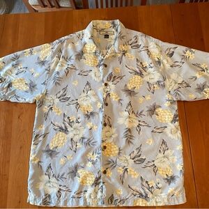 Tommy Bahama 100% Silk Hawaiian Shirt Pineapple Print Large